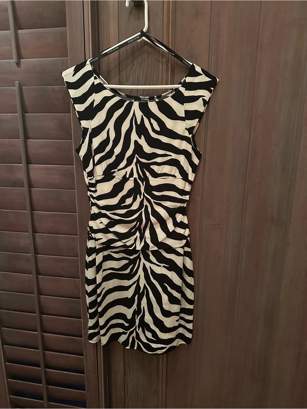 Bisou Bisou Black & White Zebra-Print Cap Sleeve Mini Dress
